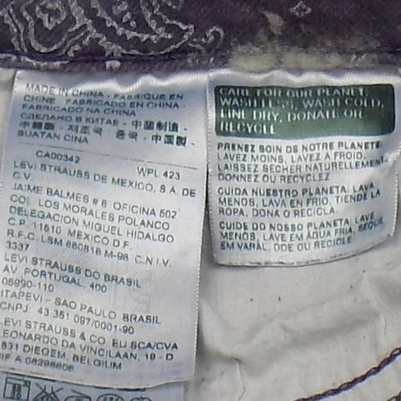 Levi's Purple Paisley Denim Jean Leggings Size 8/29 - Picture 10 of 11